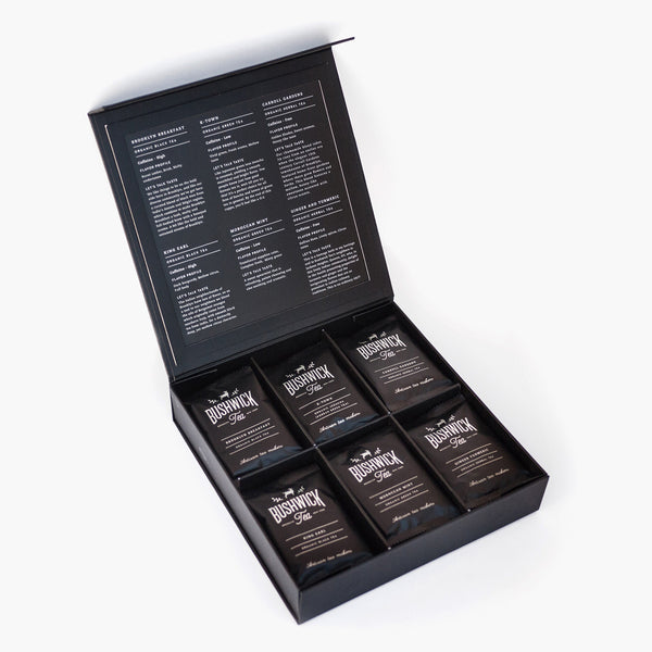 Our most popular organic teas displayed in a super smooth box with detailed flavor profiles across six teas and 30 Individually wrapped sachets.
